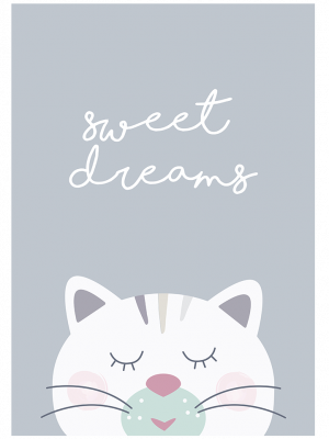 Cuadro Cat sweet dreams grey