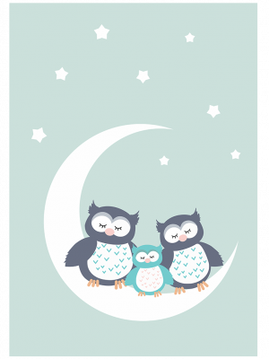 Cuadro Family owls moon